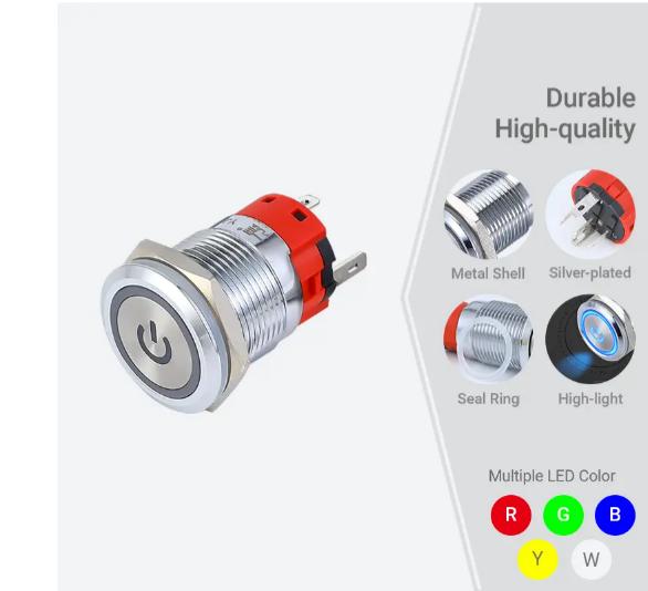 Interruptor de botón de 19 mm 3a